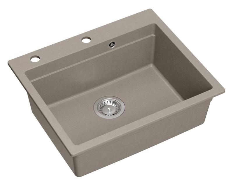 Quadri Durham taupe granite countertop sink 595x500 with soap dispenser, cutting board, insert sink and roll mat 1208967376