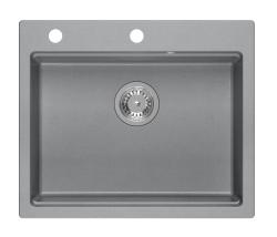 Quadri Durham grey inset sink 595x500mm with liquid dispenser, chopping board and rolling mat 1208967378