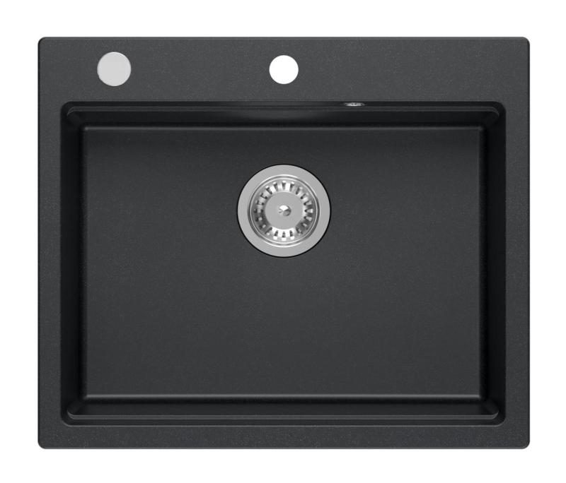 Quadri Durham anthracite granite built-in sink 595x500 with soap dispenser, cutting board, insert sink and roll mat 1208967379