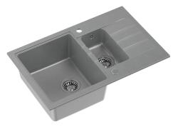 Quadri Cardigan grey 1.5 granite inset sink with drainer reversible 78x50cm 1208967380