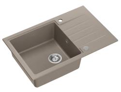 Quadri Cardigan taupe granite inset sink with drainer reversible 78x50cm 1208967384