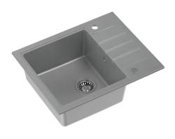 Quadri Cardigan grey granite inset sink with drainer reversible 62x50cm 1208967392