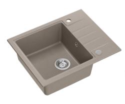 Quadri Cardigan taupe granite inset sink with drainer reversible 62x50cm 1208967393