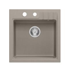 Quadri Cardigan taupe granite inset sink 50x52cm with tap hole bench 1208967396