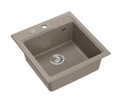 Quadri Cardigan taupe granite inset sink 50x52cm with tap hole bench 1208967396