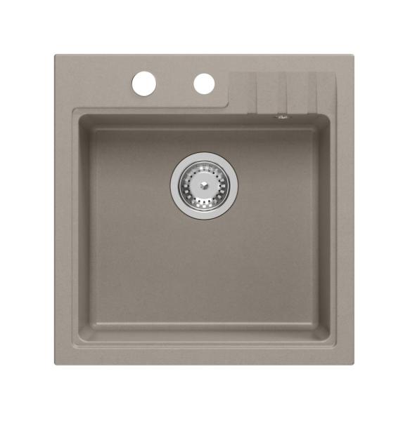 Quadri Cardigan taupe granite inset sink 50x52cm with tap hole bench 1208967396