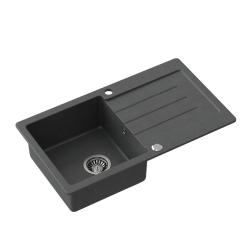 Quadri Kendal anthracite inset sink with drainer 77x44cm reversible 1208967397