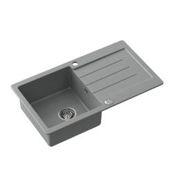 Quadri Kendal grey inset sink with drainer 77x44cm reversible 1208967398