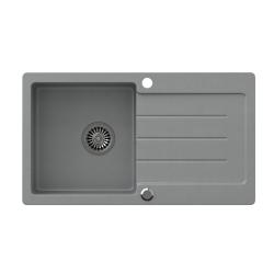 Quadri Kendal grey inset sink with drainer 77x44cm reversible 1208967398