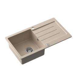 Quadri Kendal beige sand inset sink with drainer 77x44cm reversible 1208967399