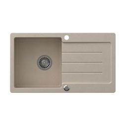 Quadri Kendal beige sand inset sink with drainer 77x44cm reversible 1208967399