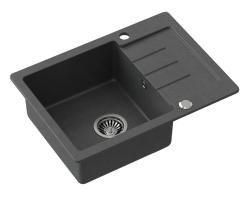 Quadri Kendal anthracite granite inset sink with drainer 60x44cm reversible 1208967400