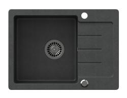 Quadri Kendal anthracite granite inset sink with drainer 60x44cm reversible 1208967400