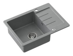 Quadri Kendal grey granite inset sink with drainer 60x44cm reversible 1208967401