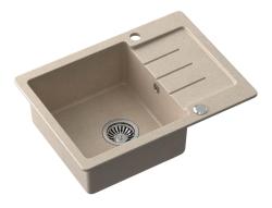 Quadri Kendal beige sand granite inset sink with drainer 60x44cm reversible 1208967402