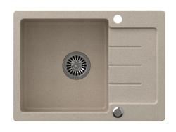 Quadri Kendal beige sand granite inset sink with drainer 60x44cm reversible 1208967402