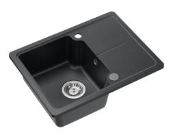 Quadri Kendal anthracite granite inset sink 58x44cm with drainer 1208967403