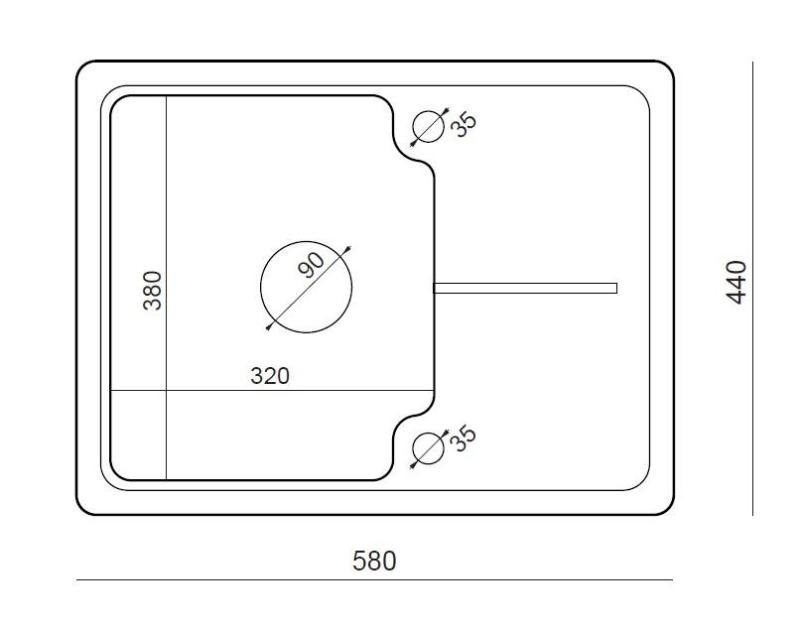 Quadri Kendal anthracite granite inset sink 58x44cm with drainer 1208967403