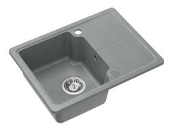 Quadri Kendal grey granite inset sink 58x44cm with drainer 1208967404