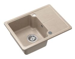 Quadri Kendal beige sand granite inset sink 58x44cm with drainer 1208967405