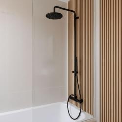 Waterevolution Flow shower combination with rain shower matte black 200mm T141NRPR