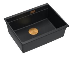 Quadri Newport II granite undermount black sink 560x450mm with copper plug and cap 1208967450