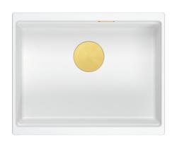 Quadri Newport II white granite undermount sink white 560x450mm with golden plug 1208967451