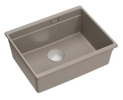 Quadri Newport II taupe granite undermount sink 560x450mm with stainless steel plug and cap 1208967453