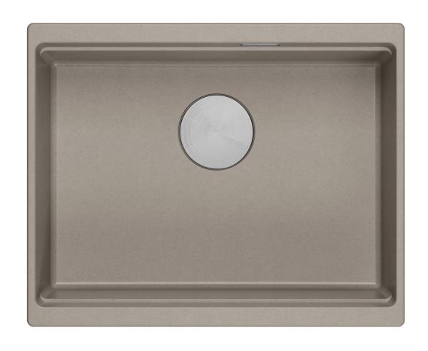 Quadri Newport II taupe granite undermount sink 560x450mm with stainless steel plug and cap 1208967453