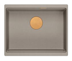 Quadri Newport II taupe granite undermount sink 560x450mm  with copper plug and cap 1208967455