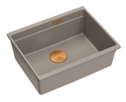 Quadri Newport II taupe granite undermount sink 560x450mm  with copper plug and cap 1208967455