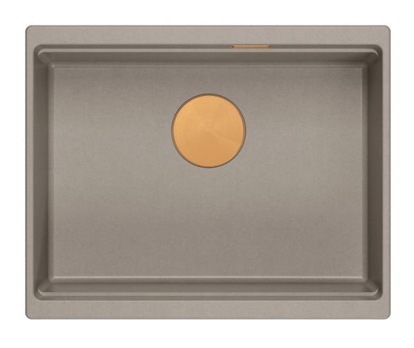 Quadri Newport II taupe granite undermount sink 560x450mm  with copper plug and cap 1208967455