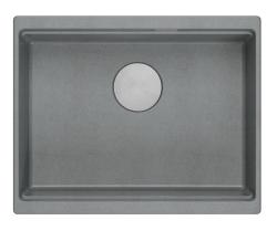 Quadri Newport II grey granite undermount sink 560x450mm with stainless steel plug and cap 1208967456