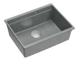 Quadri Newport II grey granite undermount sink 560x450mm with stainless steel plug and cap 1208967456