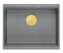 Quadri Newport II grey granite undermount sink 560x450mm with golden plug and cap 1208967457