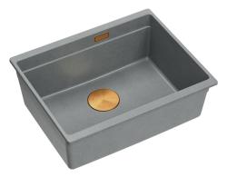 Quadri Newport II grey granite undermount sink 560x450mm  with copper plug and cap 1208967458