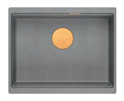 Quadri Newport II grey granite undermount sink 560x450mm  with copper plug and cap 1208967458