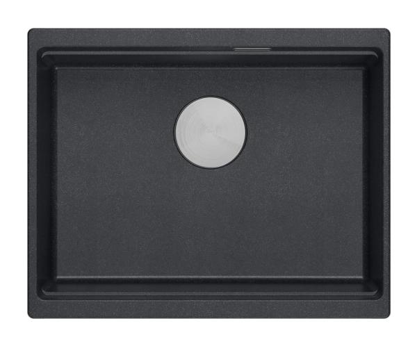 Quadri Newport II anthracite granite undermount sink 560x450mm with stainless steel plug and cap 1208967459