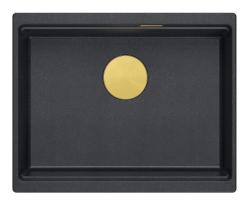 Quadri Newport II anthracite granite undermount sink 560x450mm with golden plug and cap 1208967460