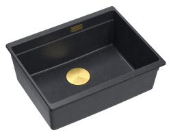 Quadri Newport II anthracite granite undermount sink 560x450mm with golden plug and cap 1208967460