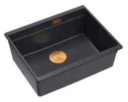 Quadri Newport II anthracite granite undermount sink 560x450mm with copper plug and cap 1208967461