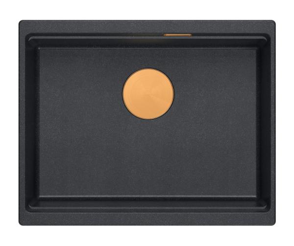 Quadri Newport II anthracite granite undermount sink 560x450mm with copper plug and cap 1208967461