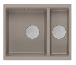 Quadri Newport II granite taupe inset and undermount sink 1,5-bowl 555x460mm  with stainless steel manual siphon 1208967466