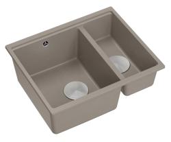 Quadri Newport II granite taupe inset and undermount sink 1,5-bowl 555x460mm  with stainless steel manual siphon 1208967466