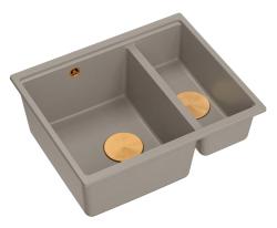 Quadri Newport II granite taupe inset and undermount sink 1,5-bowl 555x460mm  with copper manual siphon 1208967468