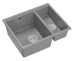 Quadri Newport II granite grey inset and undermount sink 1,5-bowl 555x460mm  with stainless steel manual siphon 1208967469