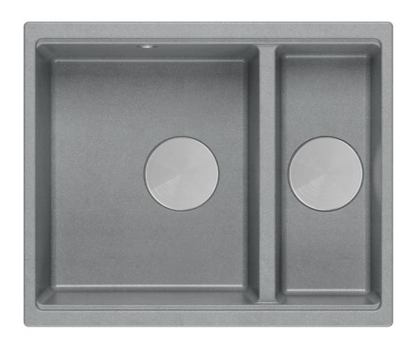 Quadri Newport II granite grey inset and undermount sink 1,5-bowl 555x460mm  with stainless steel manual siphon 1208967469