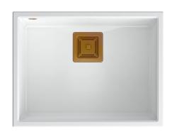 Quadri Quadrangle white undermount granite sink 55x42cm with copper plug 1208967478