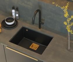 Quadri Quadrangle anthracite undermount granite sink 55x42cm with copper plug 1208967480