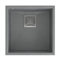 Quadri Quadrangle grey undermount granite sink 42x42cm with stainless steel plug 1208967483